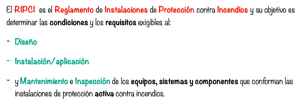 Objetivo del Reglamento de Instalaciones de Protección contra Incendios. 