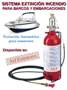 Se dispara automáticamente mediante sprinkler cuando se alcanza una temperatura de 79 grados centígrados. Ideal para instalar en cámara de motores con motores interiores en la embarcación o en camarotes.