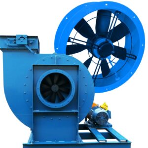 Axiales: mueven grandes volúmenes a baja presión, ideales para recorridos cortos. Centrífugos: ideales para instalaciones con conductos largos y múltiples curvas.