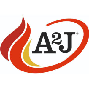 Logotipo de extintores A2J sobre fondo blanco