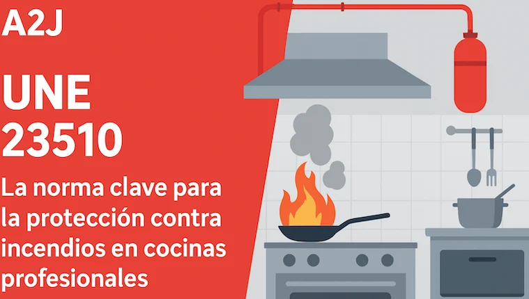 La UNE 23510 establece requisitos mínimos para sistemas fijos automáticos de extinción en cocinas profesionales.