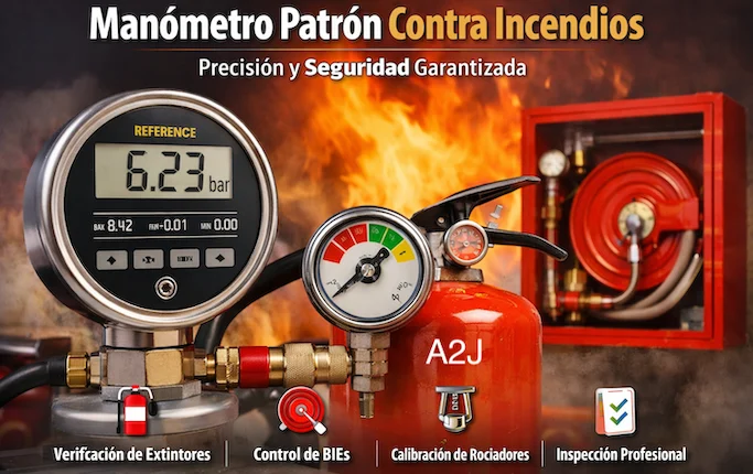 El Manómetro patrón contra incendios es un instrumento de medida de alta precisión para verificar y calibrar otros manómetros instalados.
